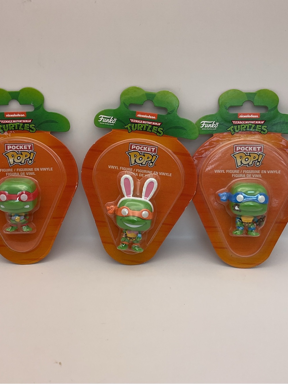 Funko Pop (x3 Bundle) NWT Pocket Pop Easter Carrot TMNT Raph, Mikey, Leo